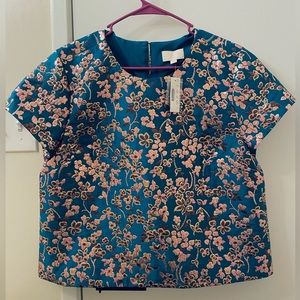 J.Crew Collection top - cherry blossom jacquard-AE863-Size L-NWT